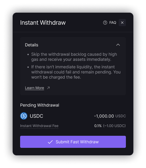Introducing Fast Withdrawals